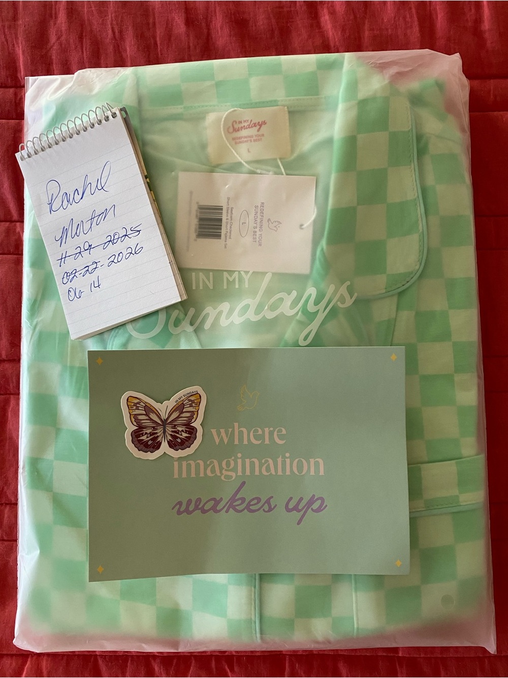 In My Sundays Seafoam Checkered Women’s Pajama Set